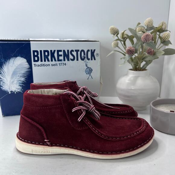 Birkenstock Pasadena High Suede Chukka Boot Dark Red Women 11/Men 9 EU 42 NWB - Picture 1 of 9